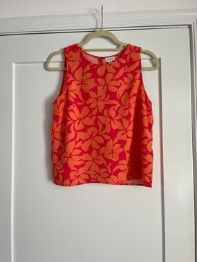 Excellent Condition - J. Crew Floral Sleeveless Top - Hot Pink & Orange, size XS